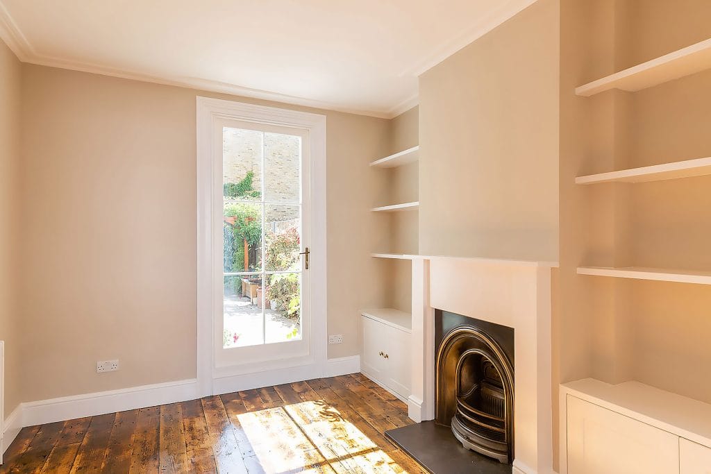 Restored Georgian interior with reclaimed flooring in Greenwich SE10, London