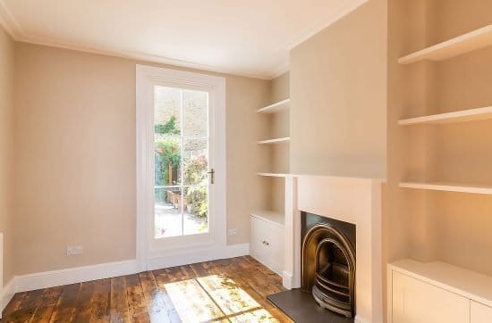 Restored Georgian interior with reclaimed flooring in Greenwich SE10, London