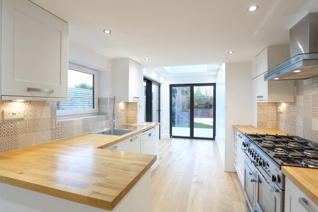 Rear elevation of house extension and kitchen renovation in Greenwich SE10, London