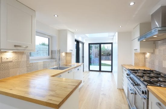 Rear elevation of house extension and kitchen renovation in Greenwich SE10, London
