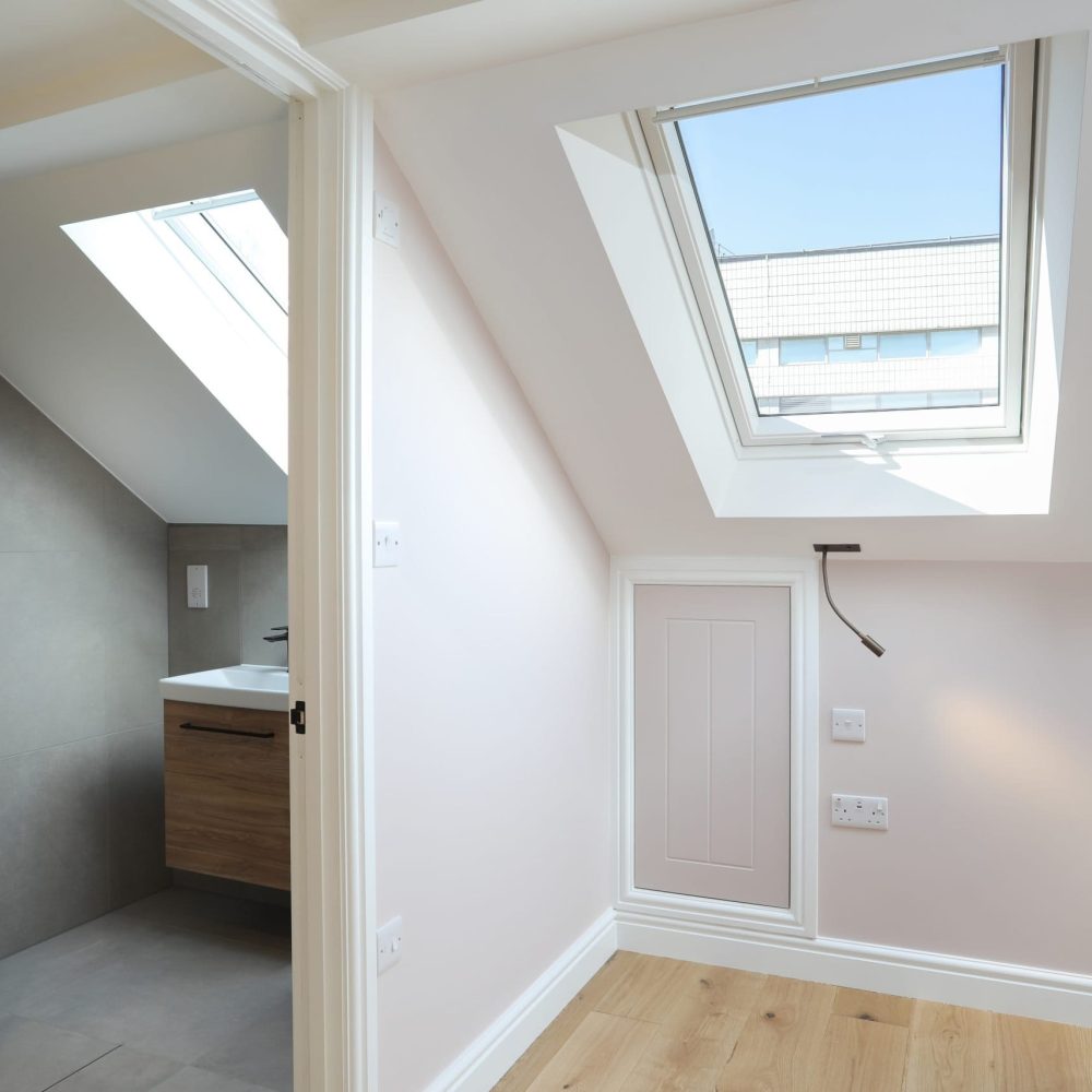 Contemporary en-suite shower room in a newly completed double dormer loft conversion in Greenwich SE10, London